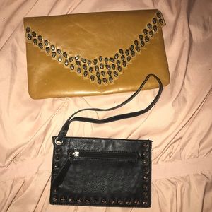 Mustard skeleton studs/wristlet bundle